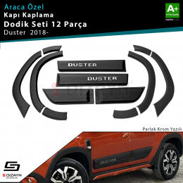 S-Dizayn Dacia Duster 2 Kapı Koruma ve Çamurluk Kaplaması Dodik Seti Parlak Krom Yazılı 2018 Üzeri 12 Prç A+ Kalite