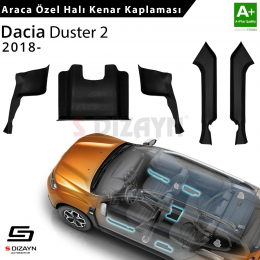 S-Dizayn Dacia Duster 2 Halı Kenar Kaplama Seti 2018 Üzeri 5 Prç A+ Kalite