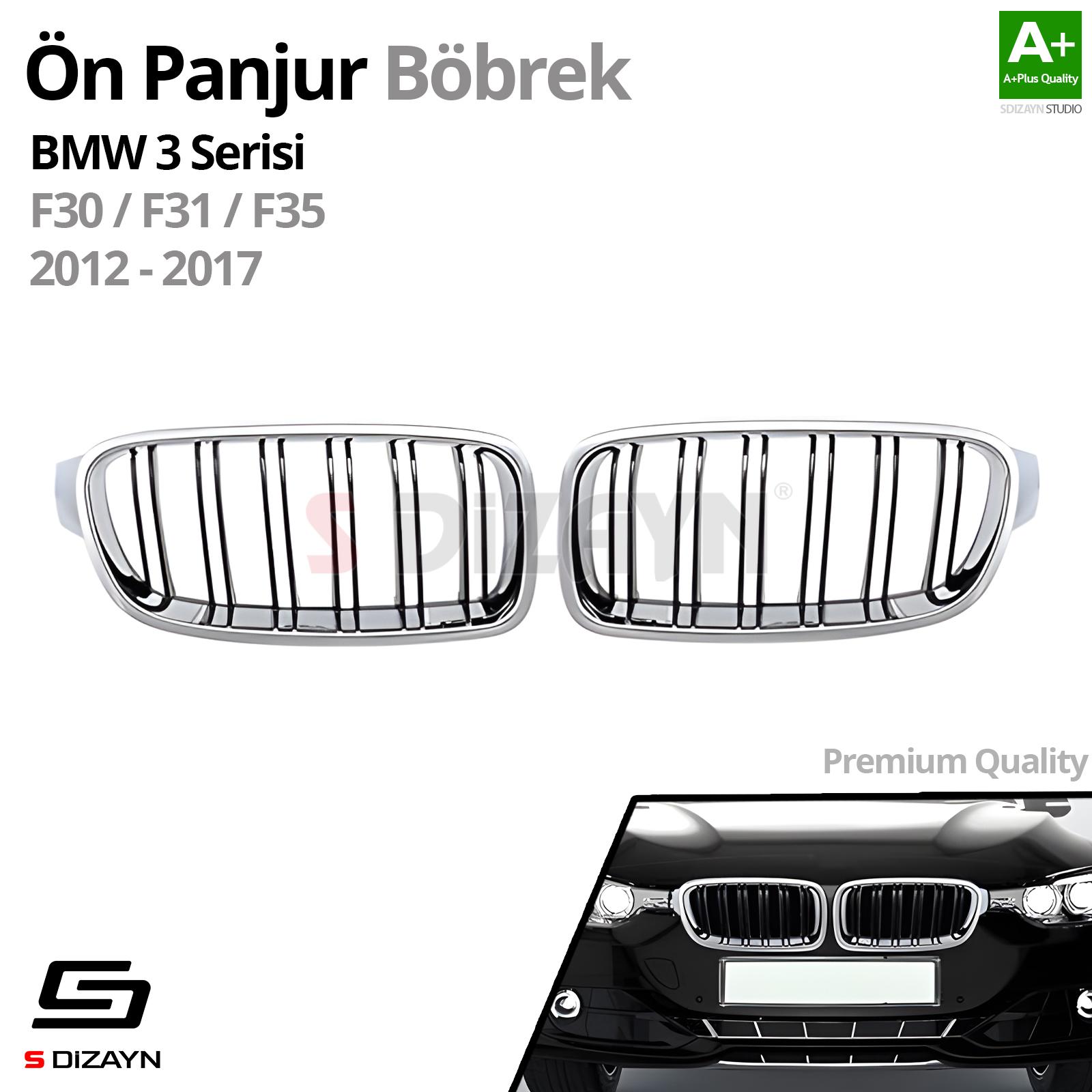 Bmw 3 Series F30/F31/F35 Front Grille Kidney Shiny Chrome M3 Model 2012-2017 2