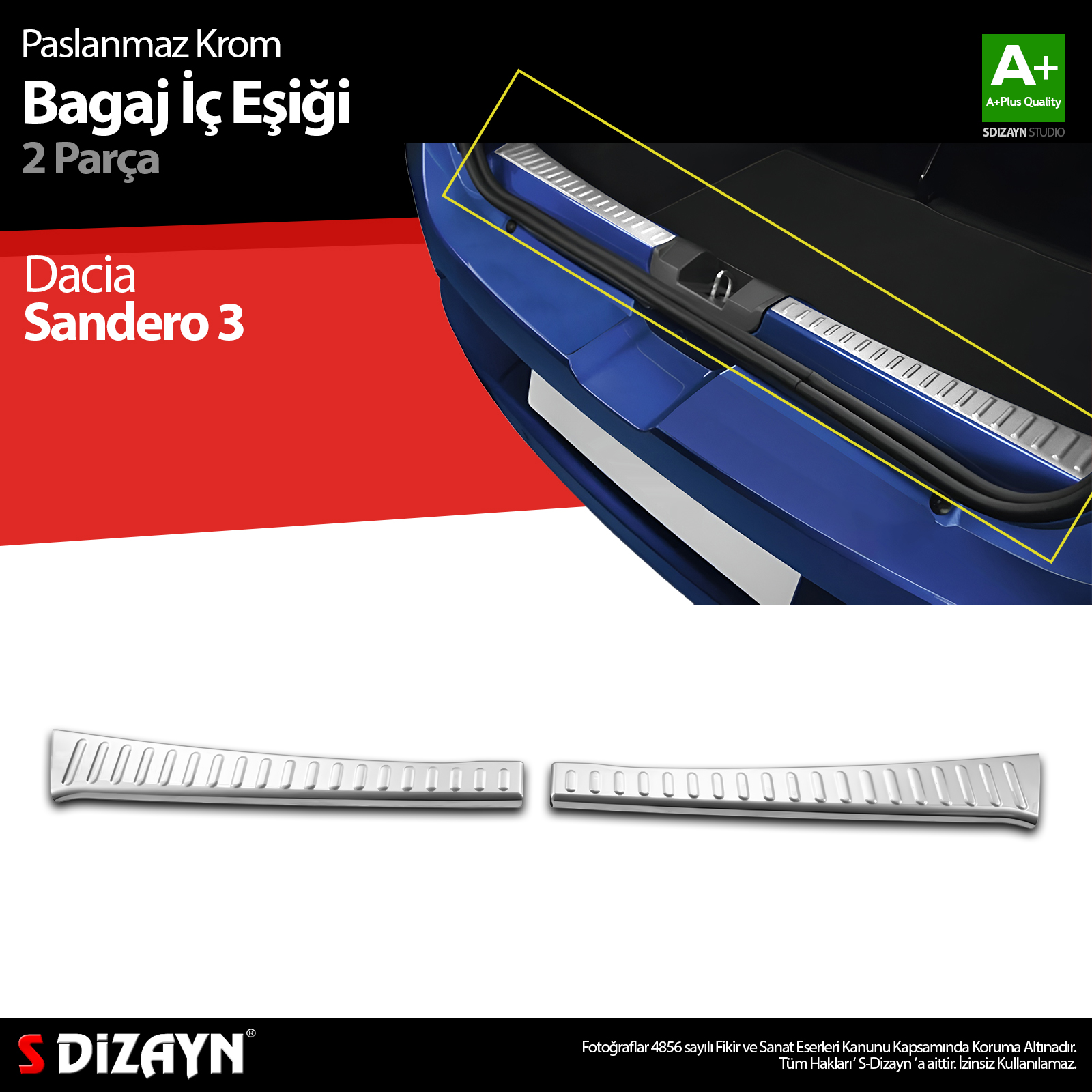 Dacia Sandero 3 Krom Bagaj İç Eşiği 2 Prç 2020 Üzeri 1