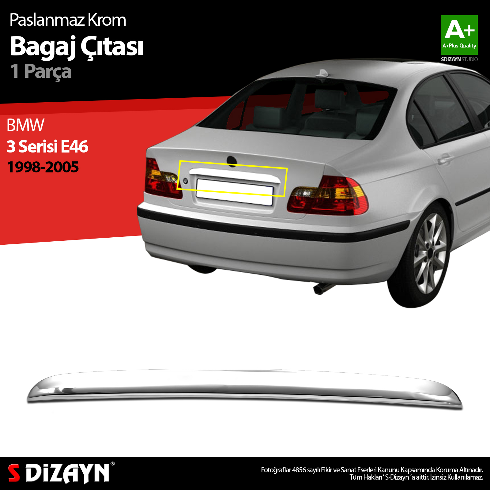 Bmw 3 Serisi E46 Krom Bagaj Çıtası 1998-2005 1