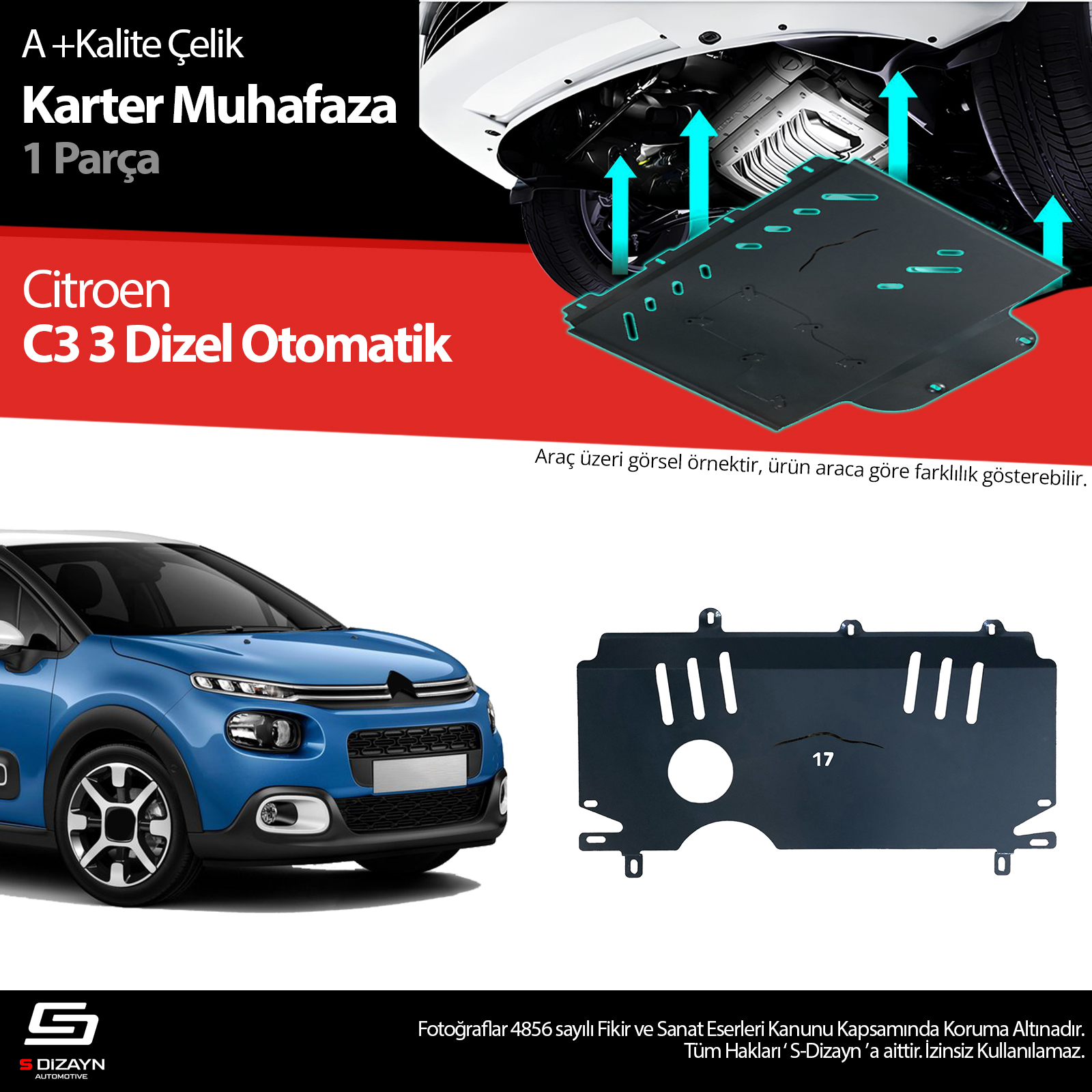 Citroen C3 Dizel Otomatik Çelik Karter Muhafaza Koruma 2017 Üzeri 1