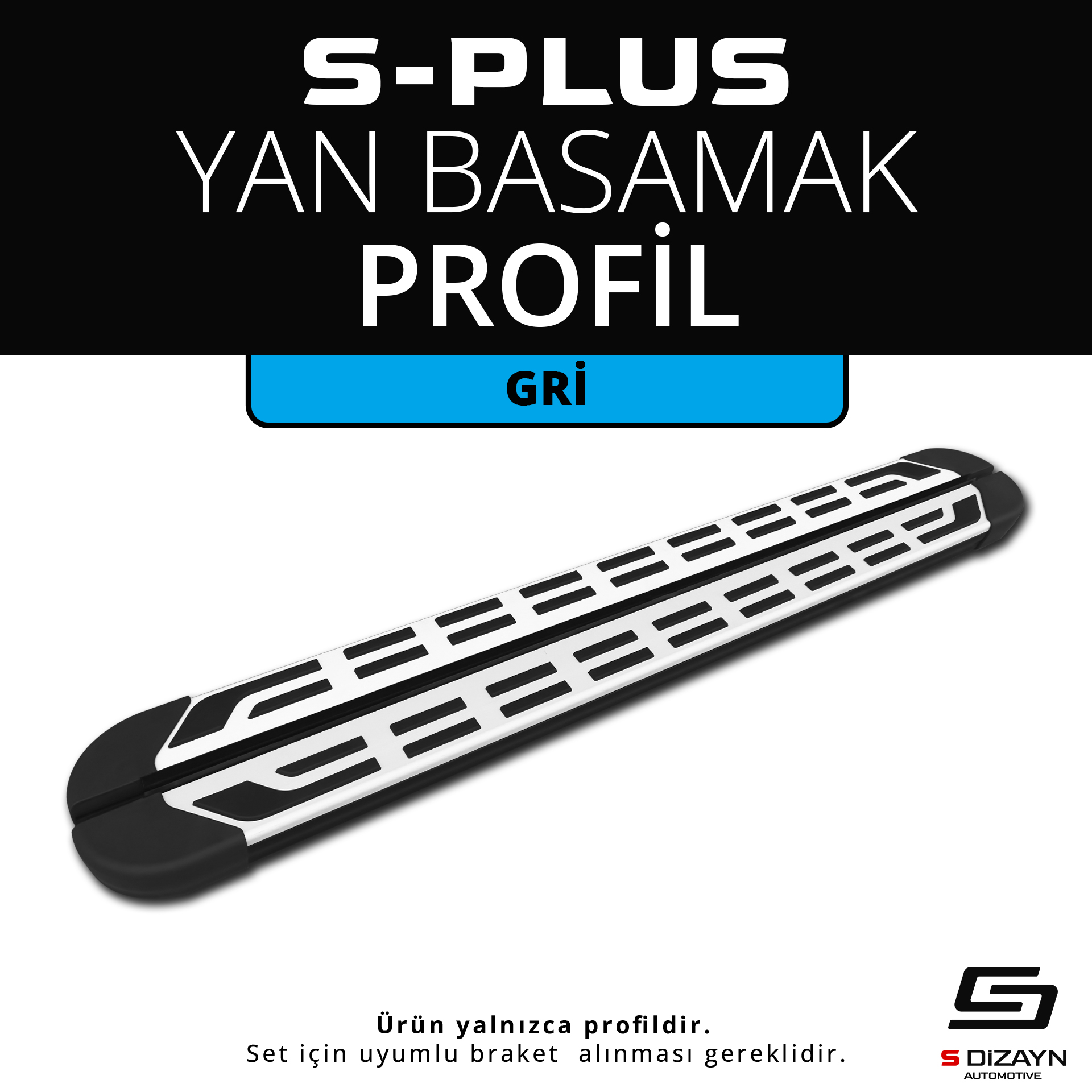 S-Plus Gri Yan Basamak Profil 173 Cm 1
