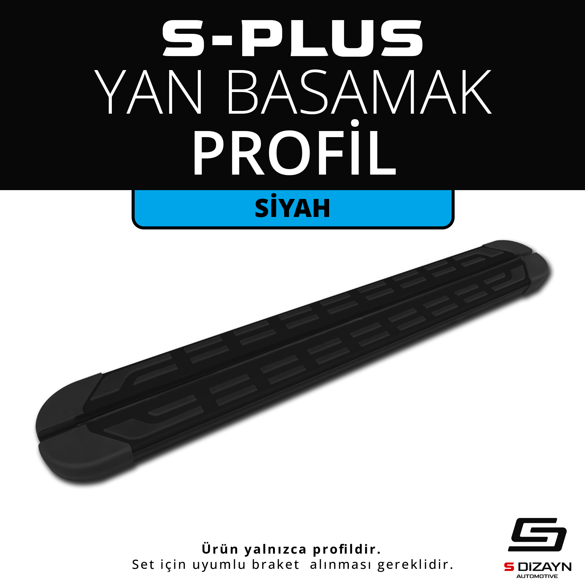 S-Plus Siyah Yan Basamak Profil 203 Cm 1