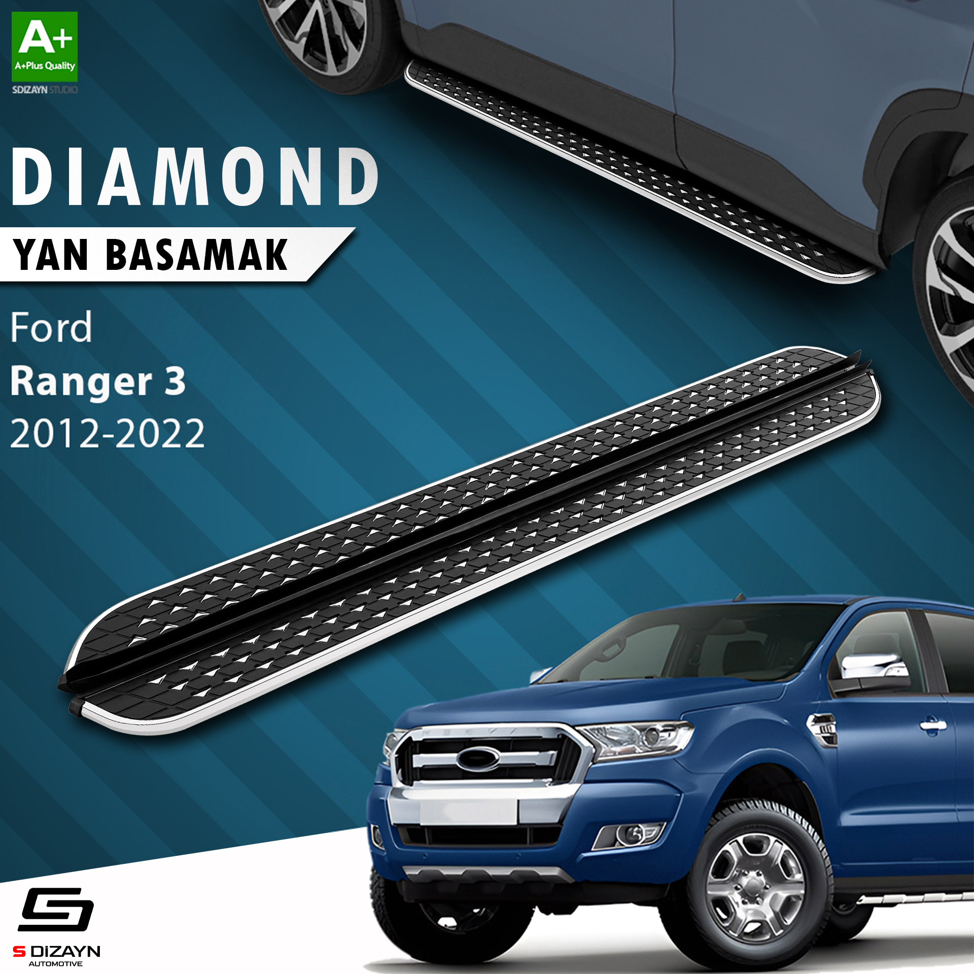 Ford Ranger 3 Diamond Chrome Side Step 203 Cm 2012-2022 1