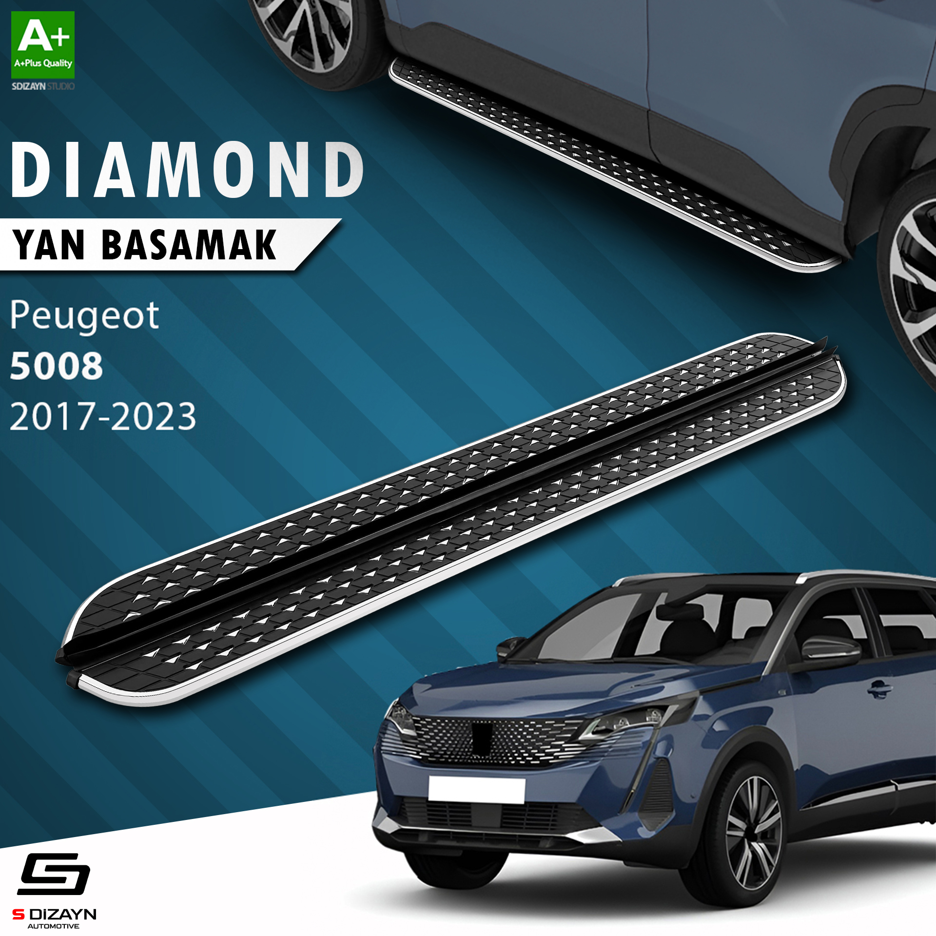Peugeot 5008 2 Diamond Chrome Side Step 203 Cm 2017-2023 1