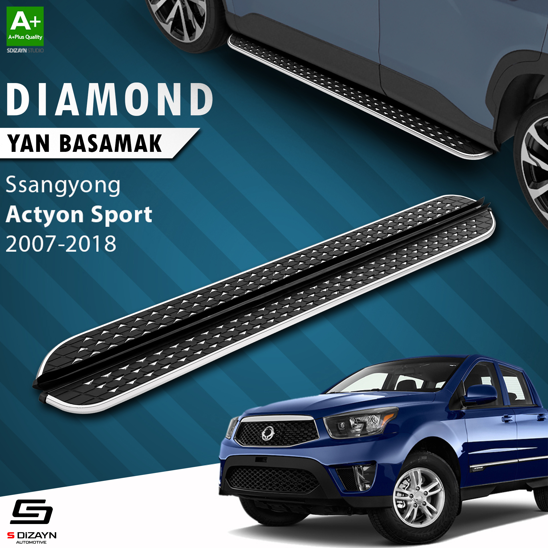 Ssangyong Actyon Sports Diamond Krom Yan Basamak 203 Cm 2007-2018 1