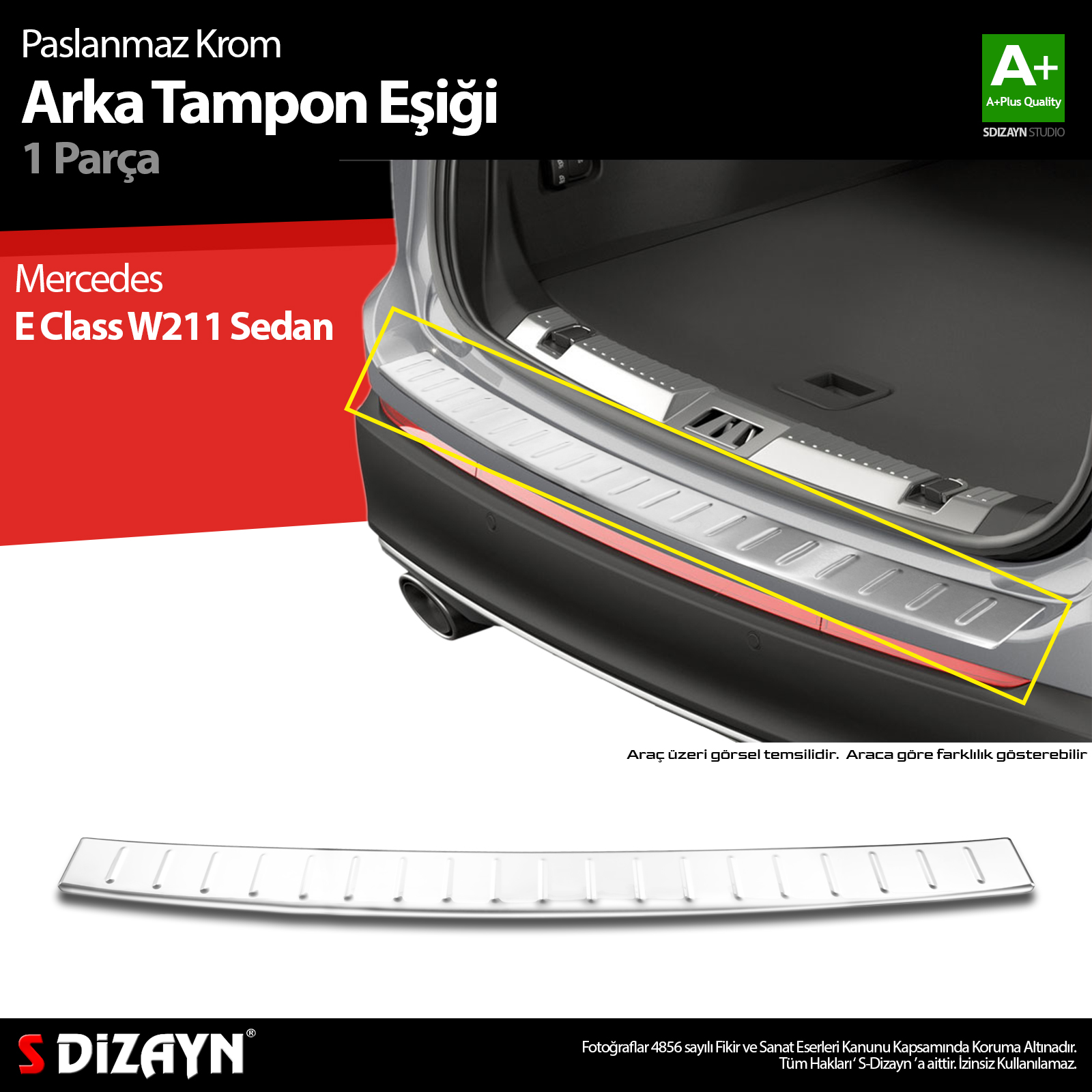 Mercedes E Class Krom Arka Tampon Eşiği 2003-2009 1