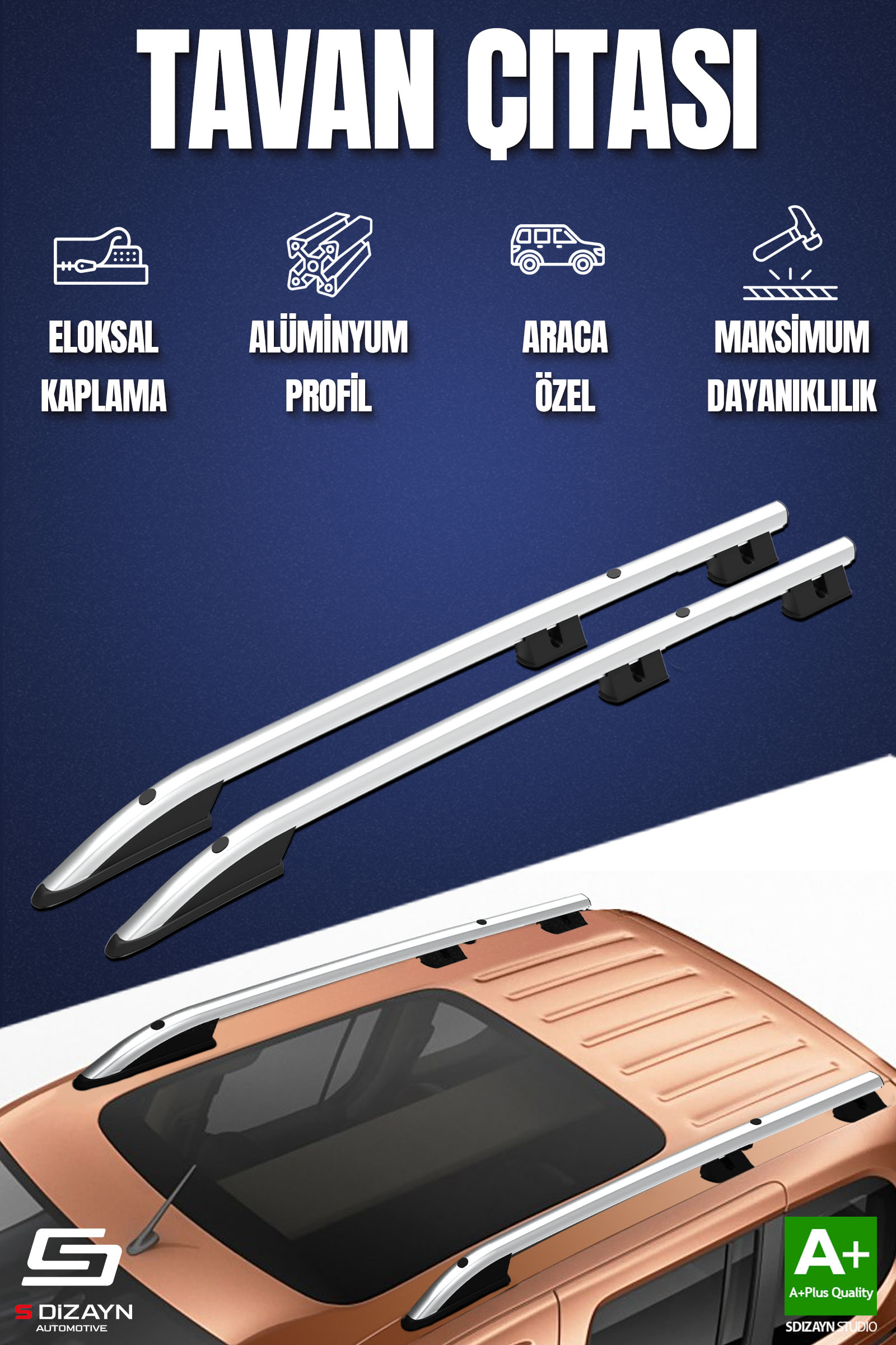 Peugeot Bipper Aluminyum Gri Tavan Çıtası Sport Model 2008 Üzeri 1