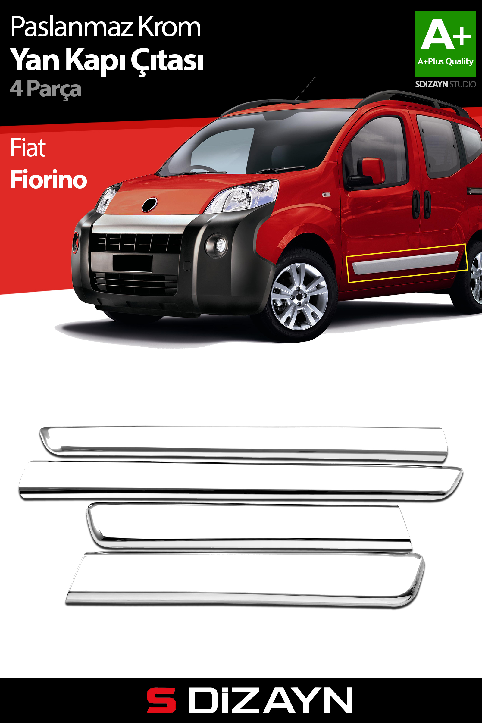 Fiat Fiorino Chrome Side Door Trim 4 Piece 2008 After 1