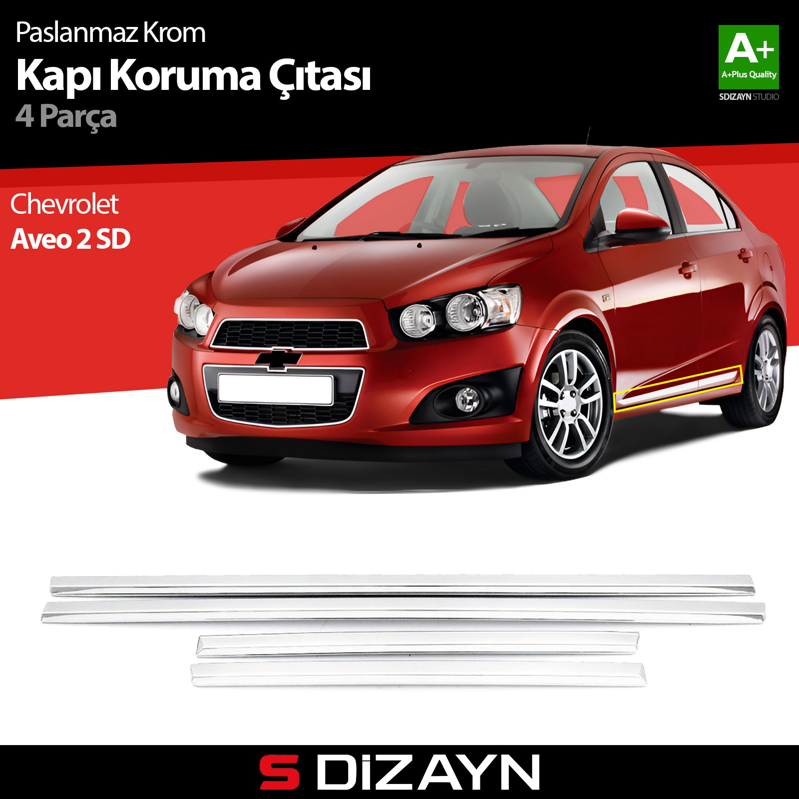 Chevrolet Aveo 2 SD Chrome Door Protection Trim 2011-2020 1