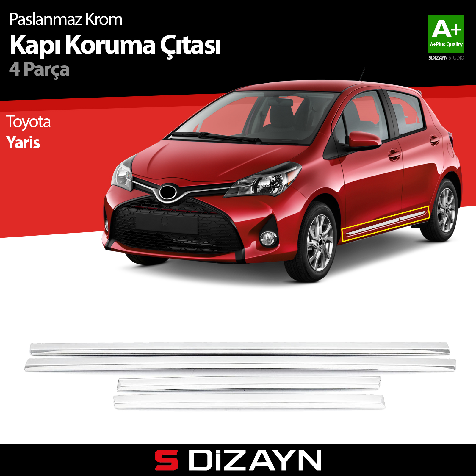 Toyota Yaris Kapı Koruma Çıtası Krom 2011-2017