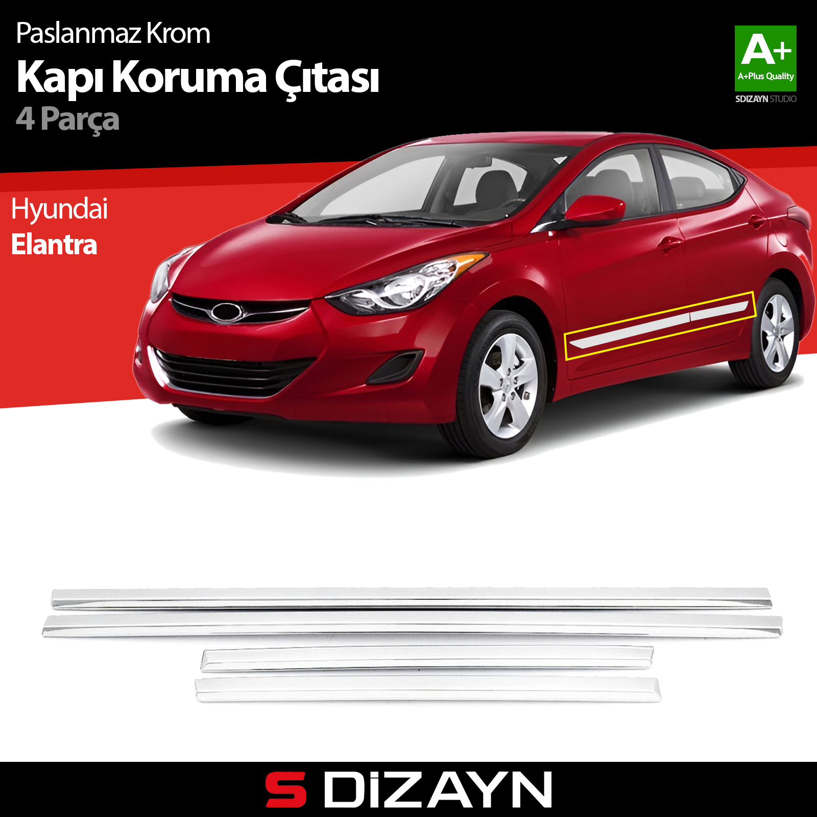 Hyundai Elantra Kapı Koruma Çıtası Krom 2011 Üzeri