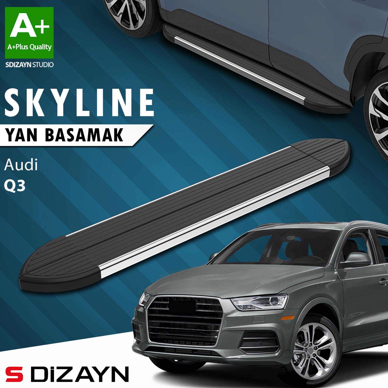 S-Dizayn Audi Q3 8U Skyline Chrome Side Step 173 Cm 2011-2018 A+ Quality 1