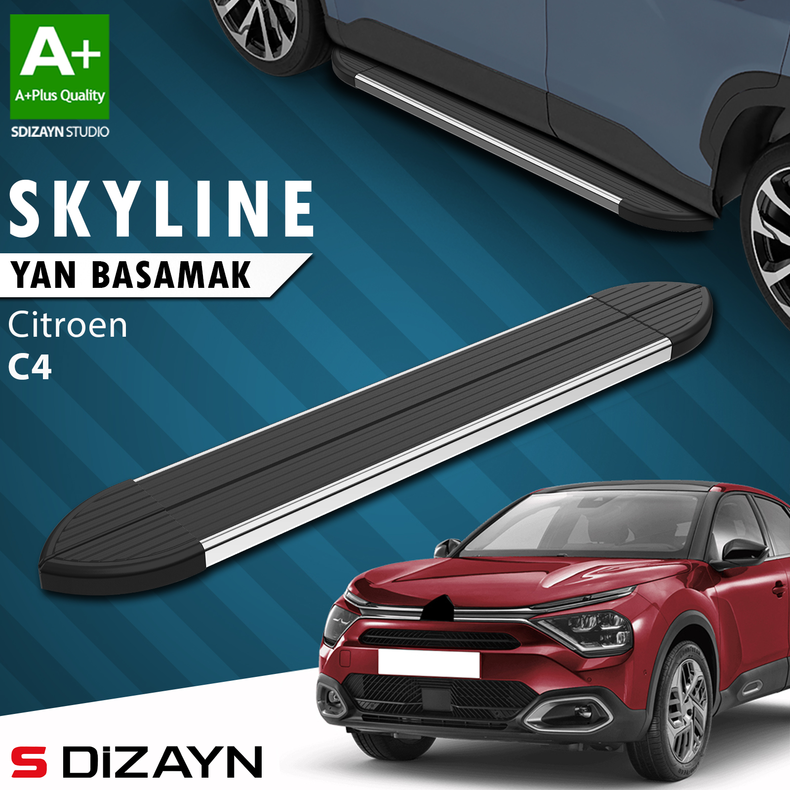 S-Dizayn Citroen C4 3 Skyline Chrome Side Step 183 Cm 2021 After A+ Quality 1