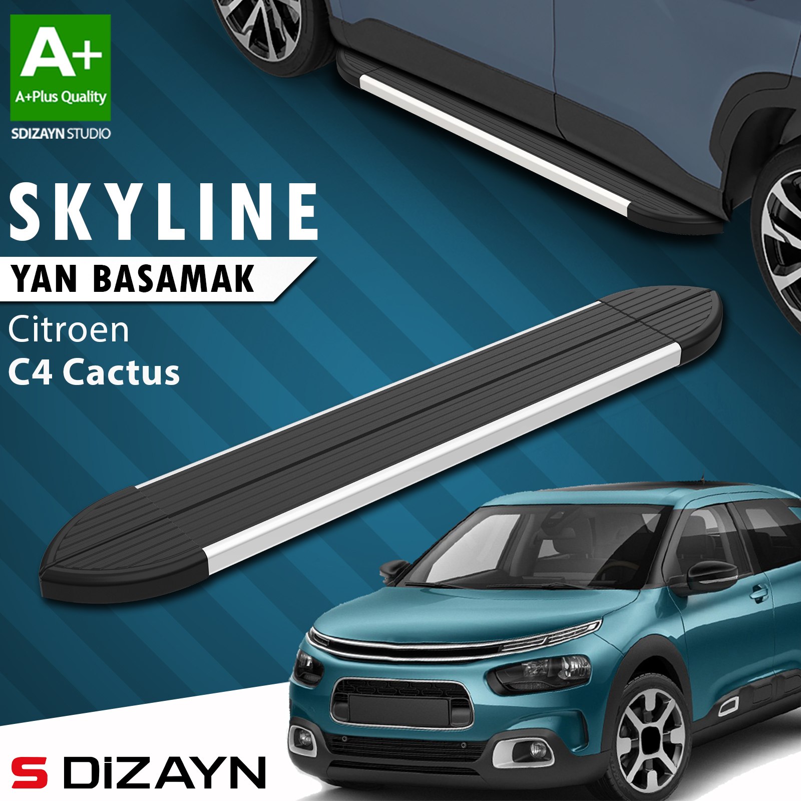 S-Dizayn Citroen C4 Cactus Skyline Aluminum Side Step 183 Cm 2014 After A+ Quality 1