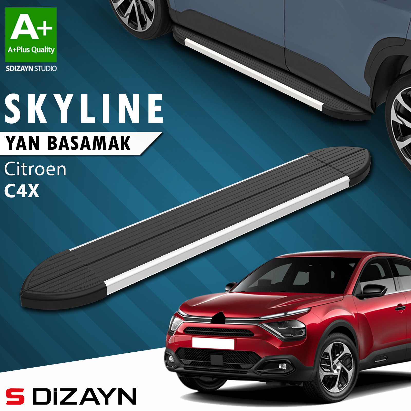 S-Dizayn Citroen C4 X Skyline Aluminum Side Step 183 Cm 2022 After A+ Quality 1