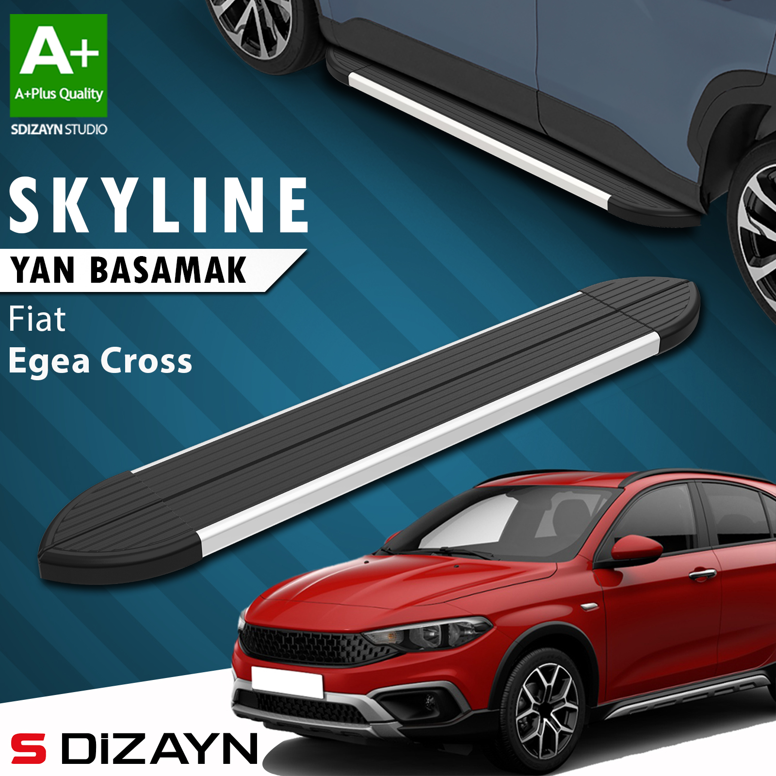 Fiat Egea Cross Skyline Aluminyum Yan Basamak 183 Cm 2020 Üzeri A+ Kalite 1