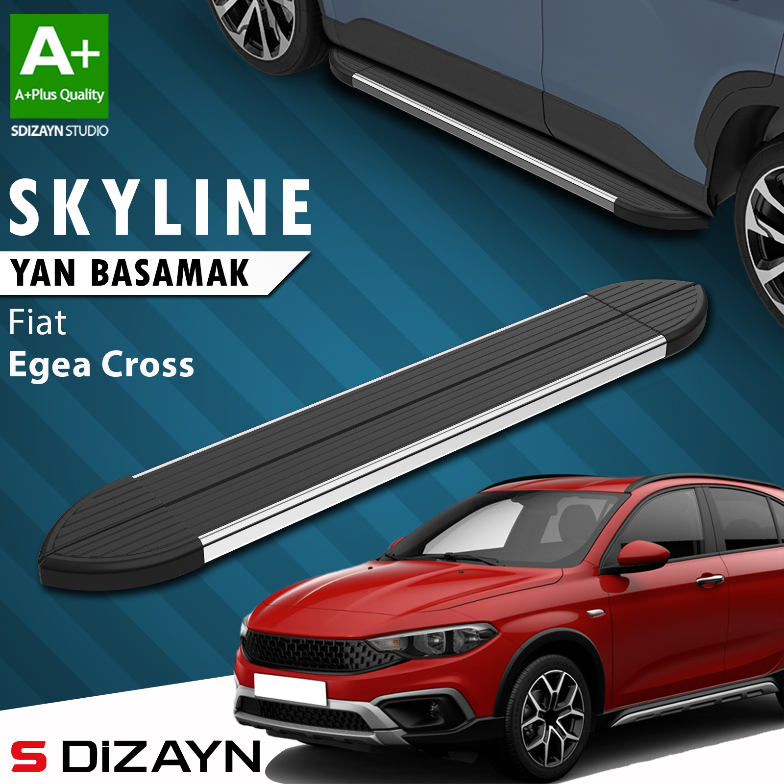 S-Dizayn Fiat Egea Cross Skyline Chrome Side Step 183 Cm 2020 After A+ Quality 1