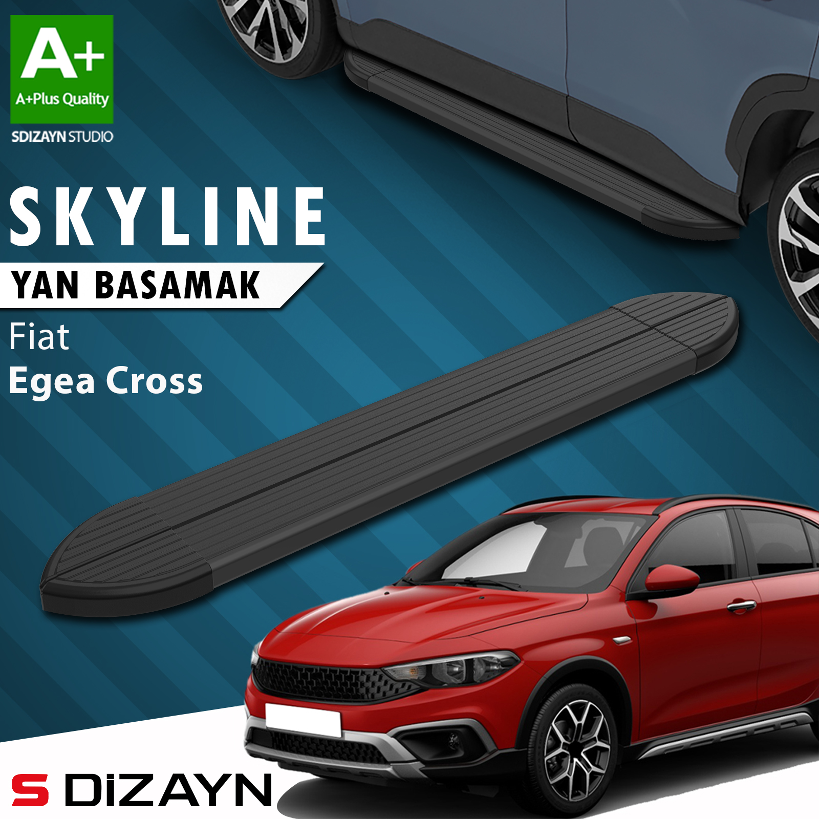 Fiat Egea Cross Skyline Siyah Yan Basamak 183 Cm 2020 Üzeri A+ Kalite 1