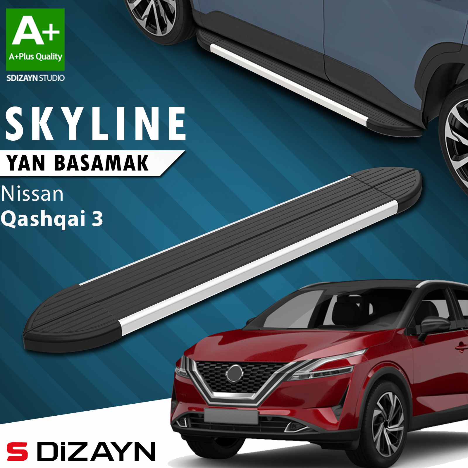 S-Dizayn Nissan Qashqai 3 Skyline Aluminum Side Step 173 Cm 2021 After A+ Quality 1