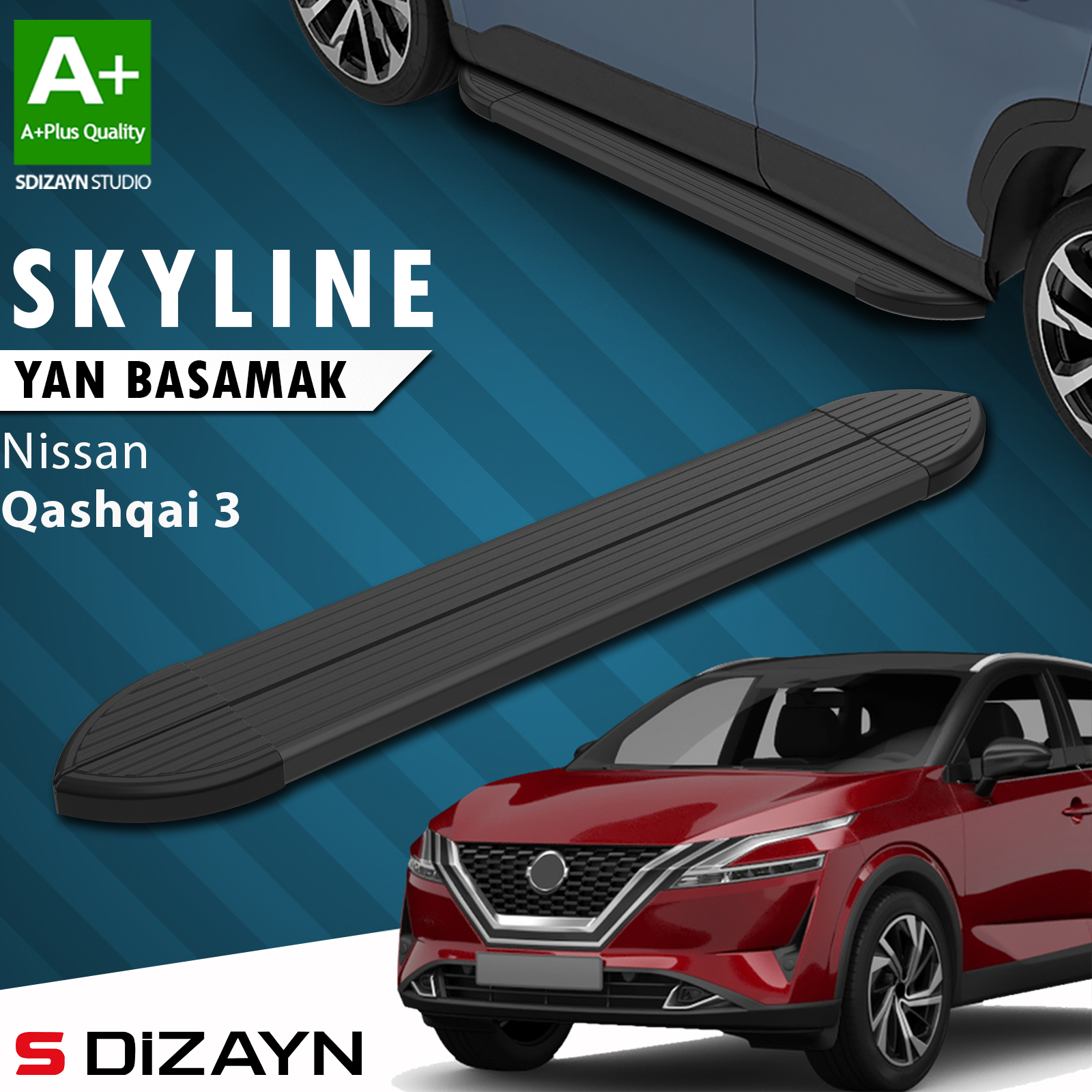 S-Dizayn Nissan Qashqai 3 Skyline Black Side Step 173 Cm 2021 After A+ Quality 1