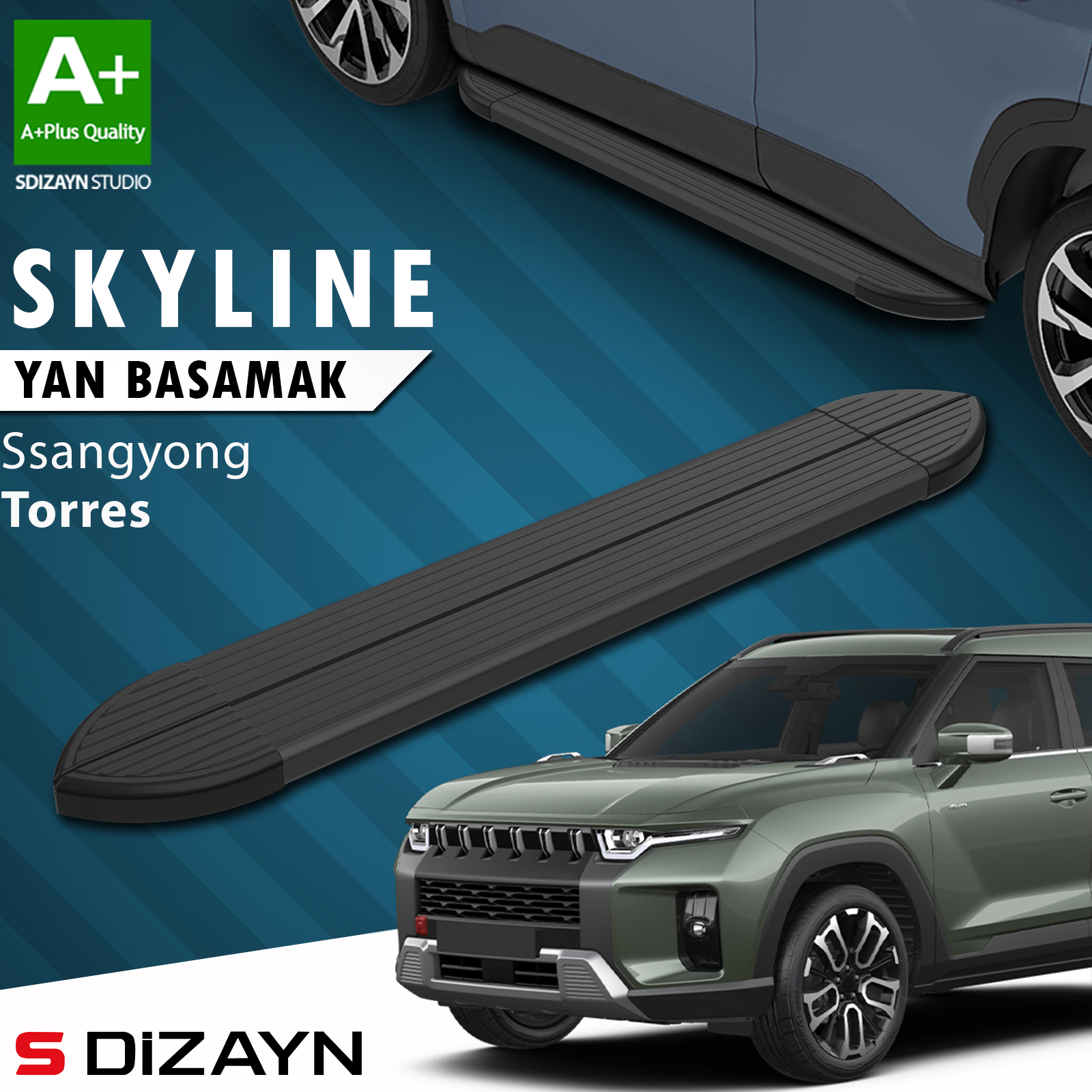 S-Dizayn Ssangyong Torres Skyline Black Side Step 183 Cm 2023 After A+ Quality 1