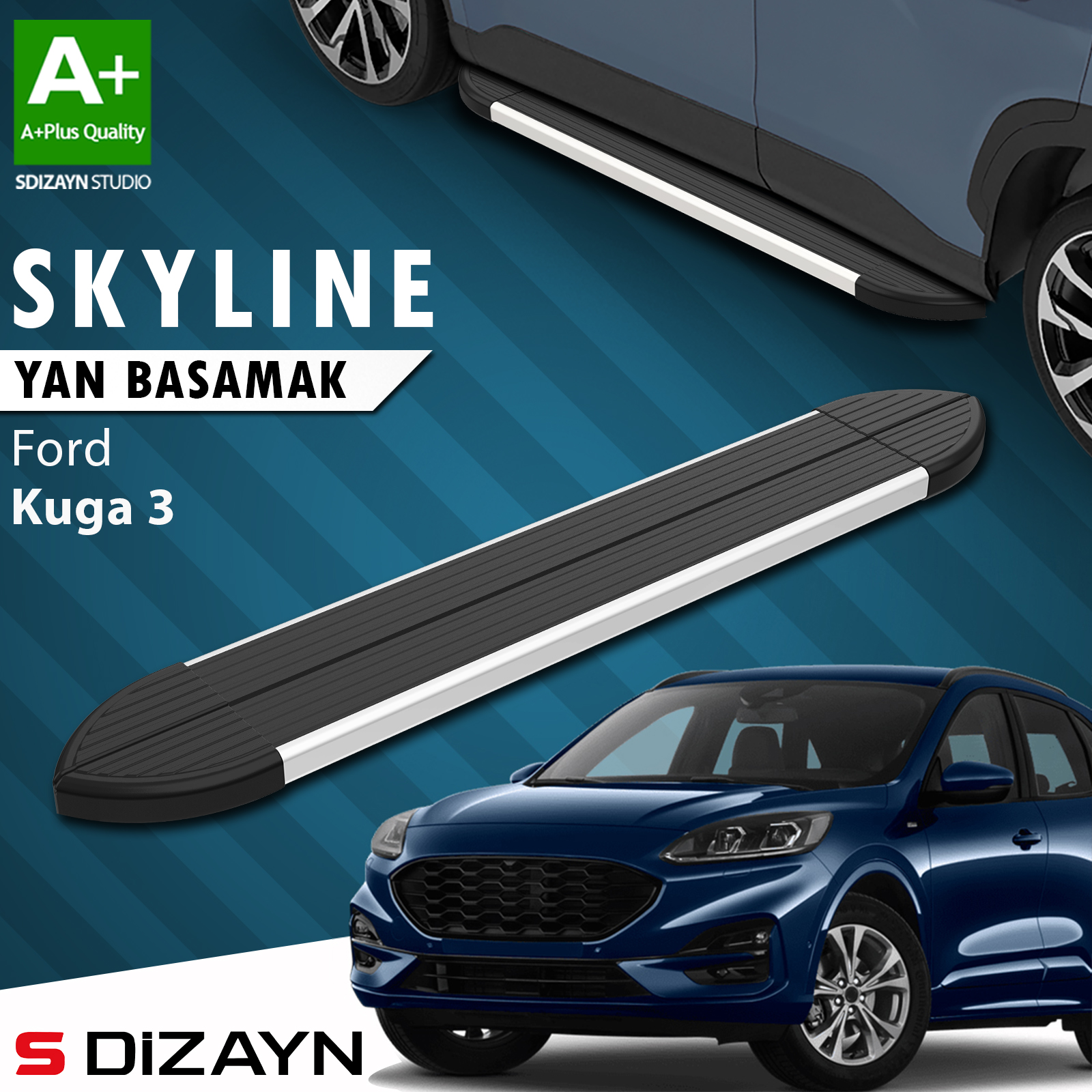 S-Dizayn Ford Kuga 3 Skyline Aluminum Side Step 183 Cm 2020 After A+ Quality 1