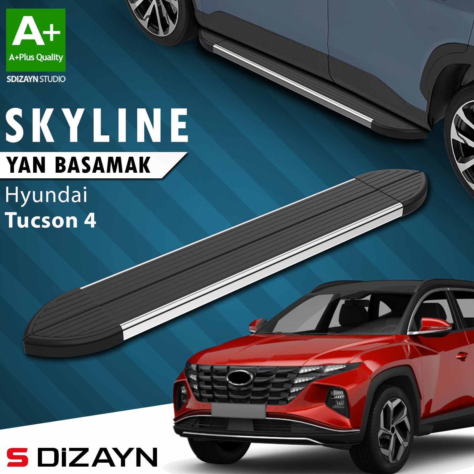 S-Dizayn Hyundai Tucson 4 Skyline Chrome Side Step 173 Cm 2021 After A+ Quality 1