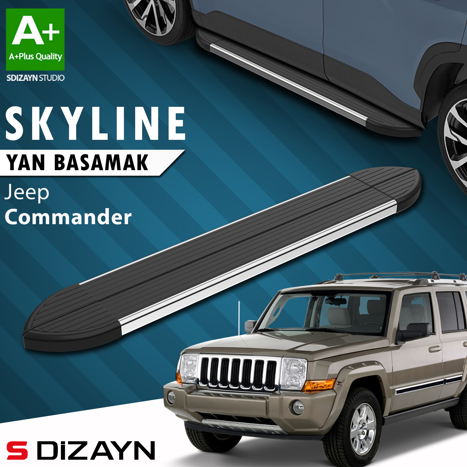 S-Dizayn Jeep Commander Skyline Chrome Side Step 173 Cm 2006-2010 A+ Quality 1