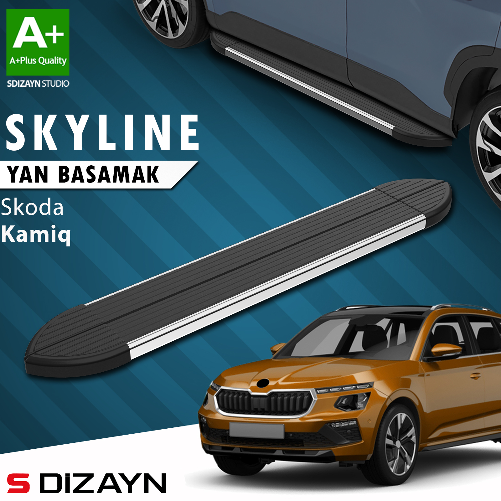 S-Dizayn Skoda Kamiq Skyline Chrome Side Step 183 Cm 2019 After A+ Quality 1