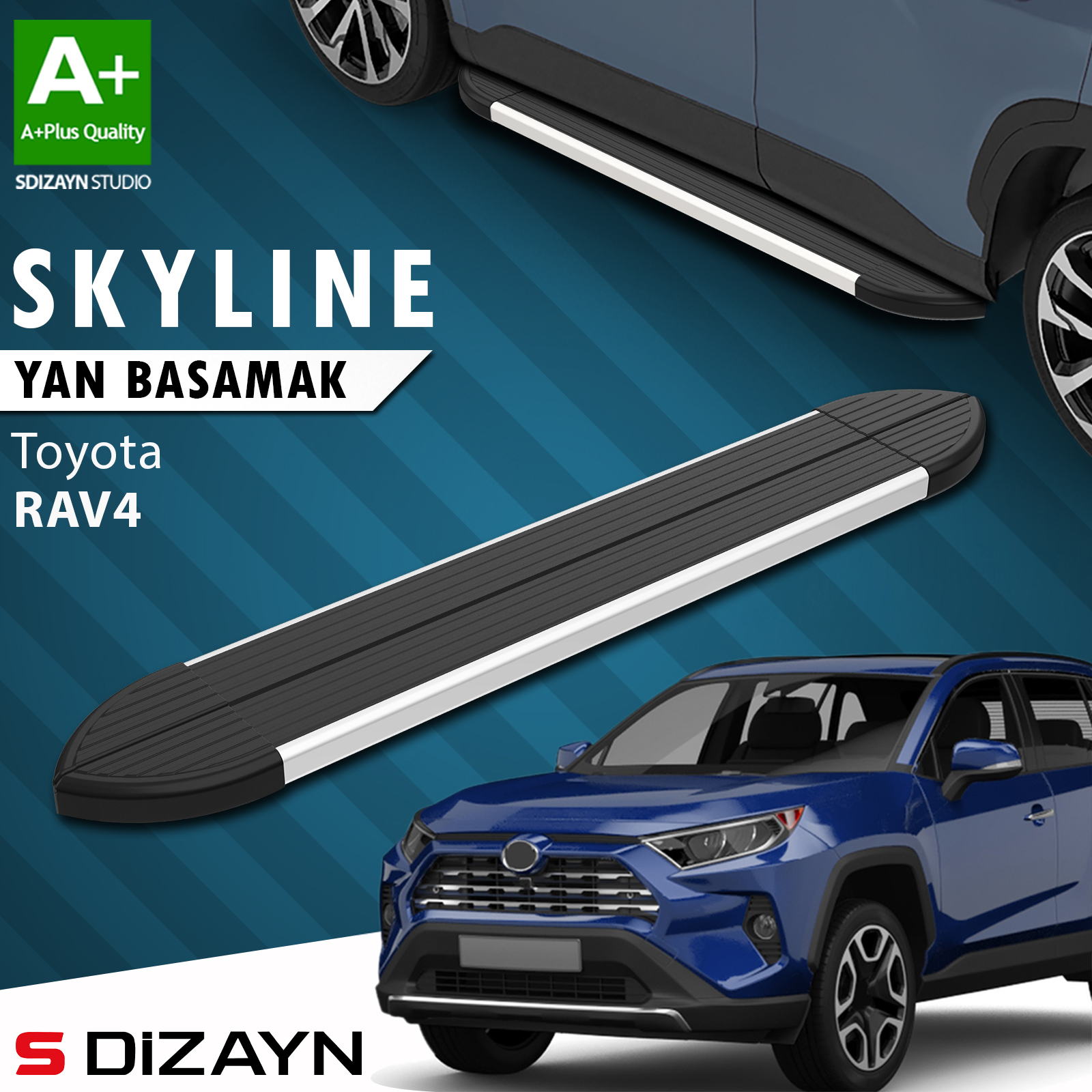S-Dizayn Toyota RAV 4 5 Skyline Aluminum Side Step 173 Cm 2018 After A+ Quality 1