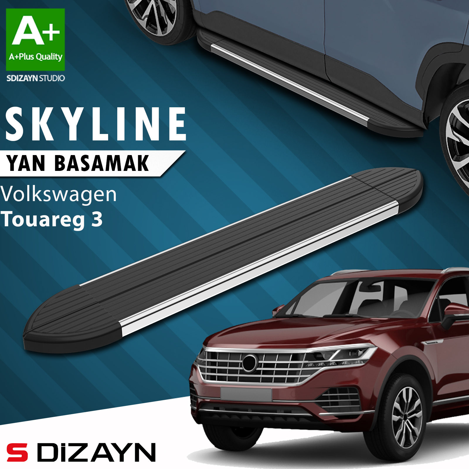 S-Dizayn VW Touareg 3 Skyline Chrome Side Step 193 Cm 2018 After A+ Quality 1