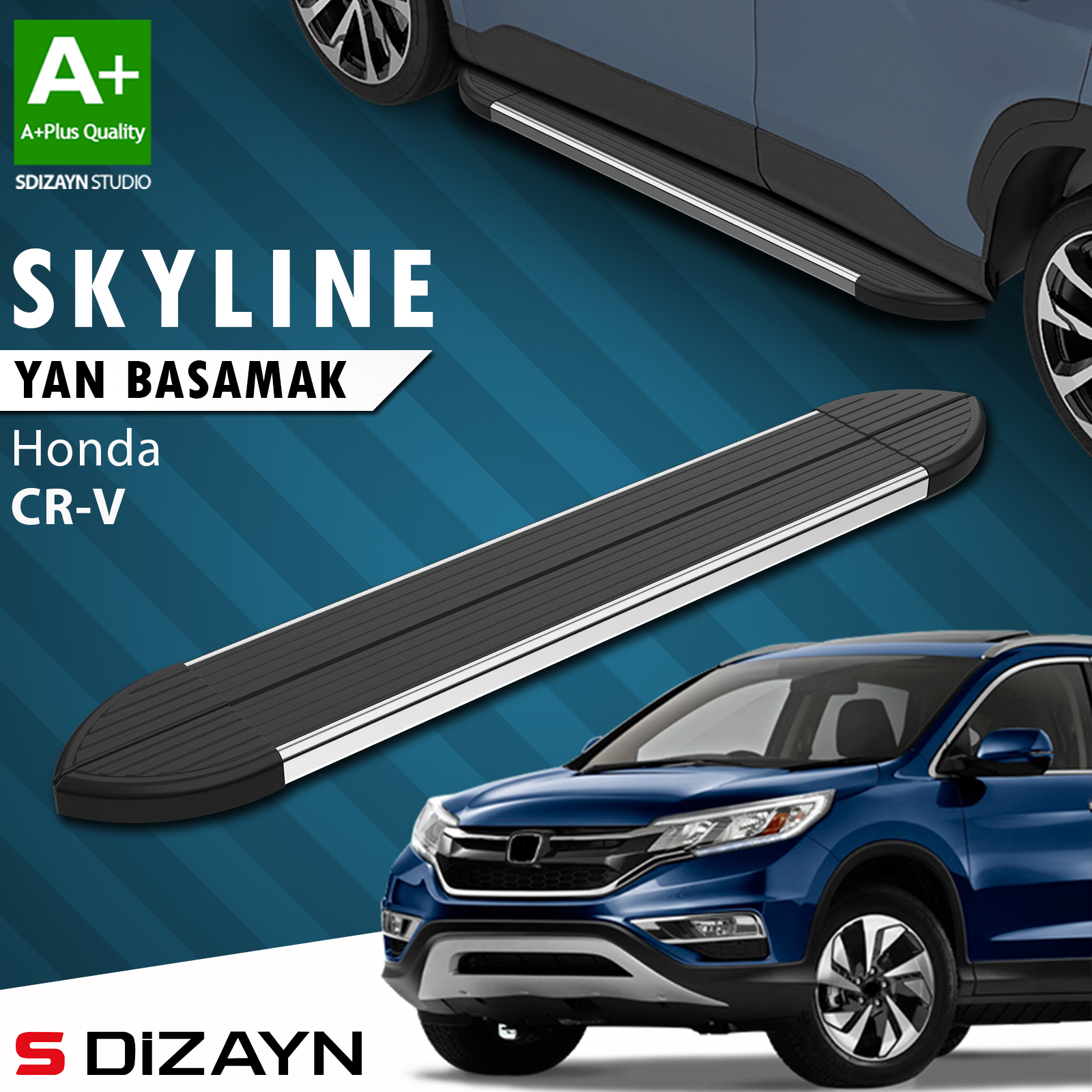 S-Dizayn Honda CR-V 4 Skyline Chrome Side Step 173 Cm 2012-2018 A+ Quality 1