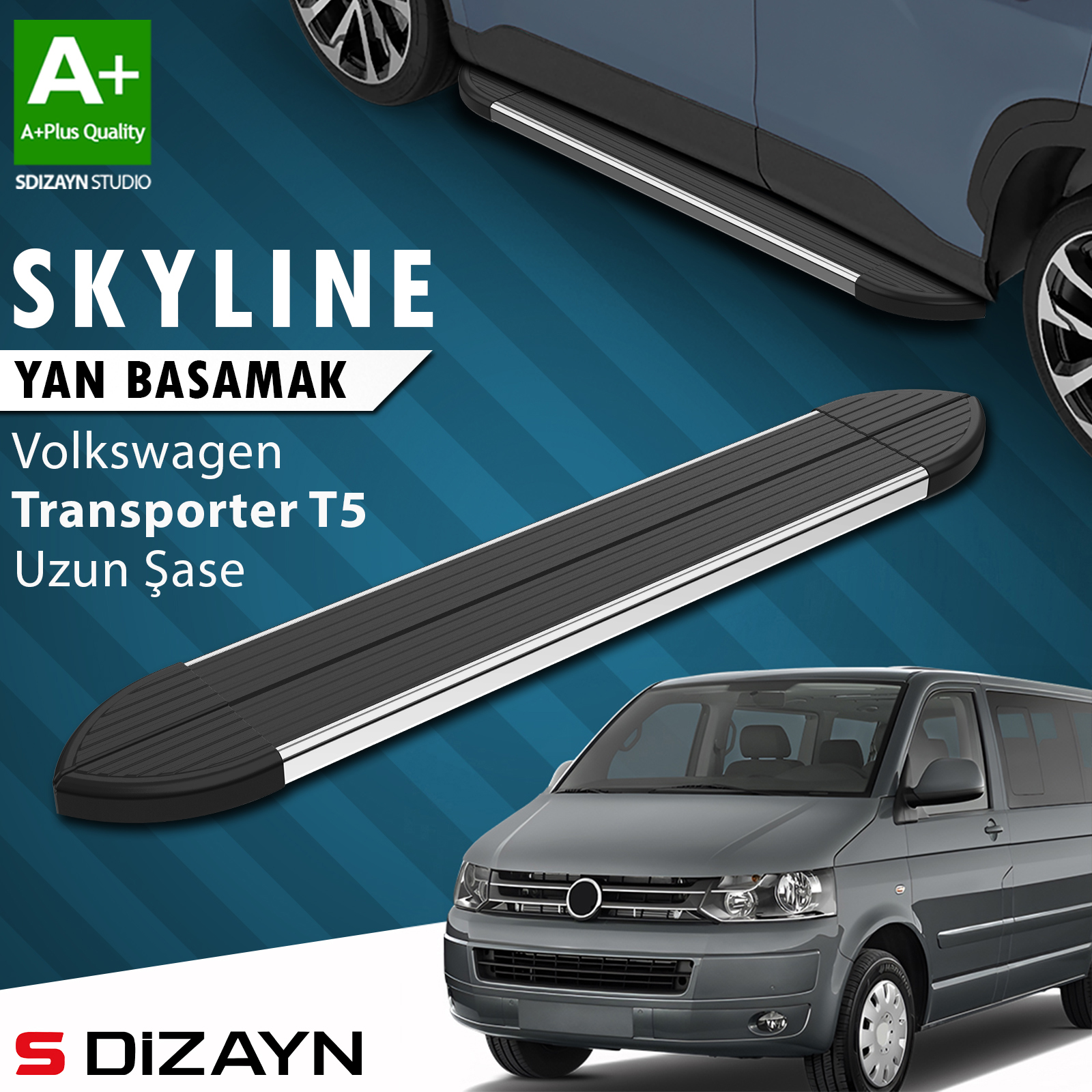 VW Transporter T5 Uzun Şase Skyline Krom Yan Basamak 253 Cm 2003-2015 A+ Kalite 1