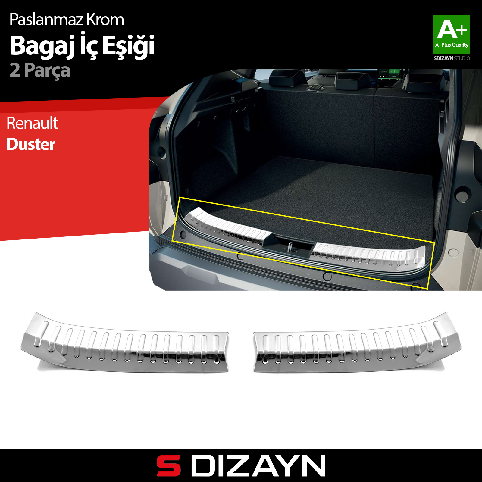 Renault Duster Chrome Inner Trunk Trim 2 Pieces 2024 After A+ Quality 1