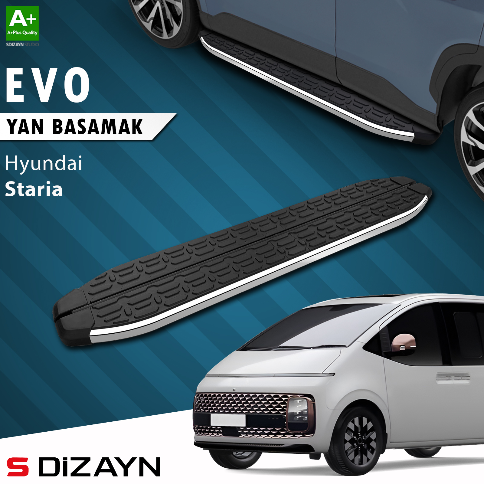 S-Dizayn Hyundai Staria Evo Krom Yan Basamak 233 Cm 2021 Üzeri A+ Kalite 1