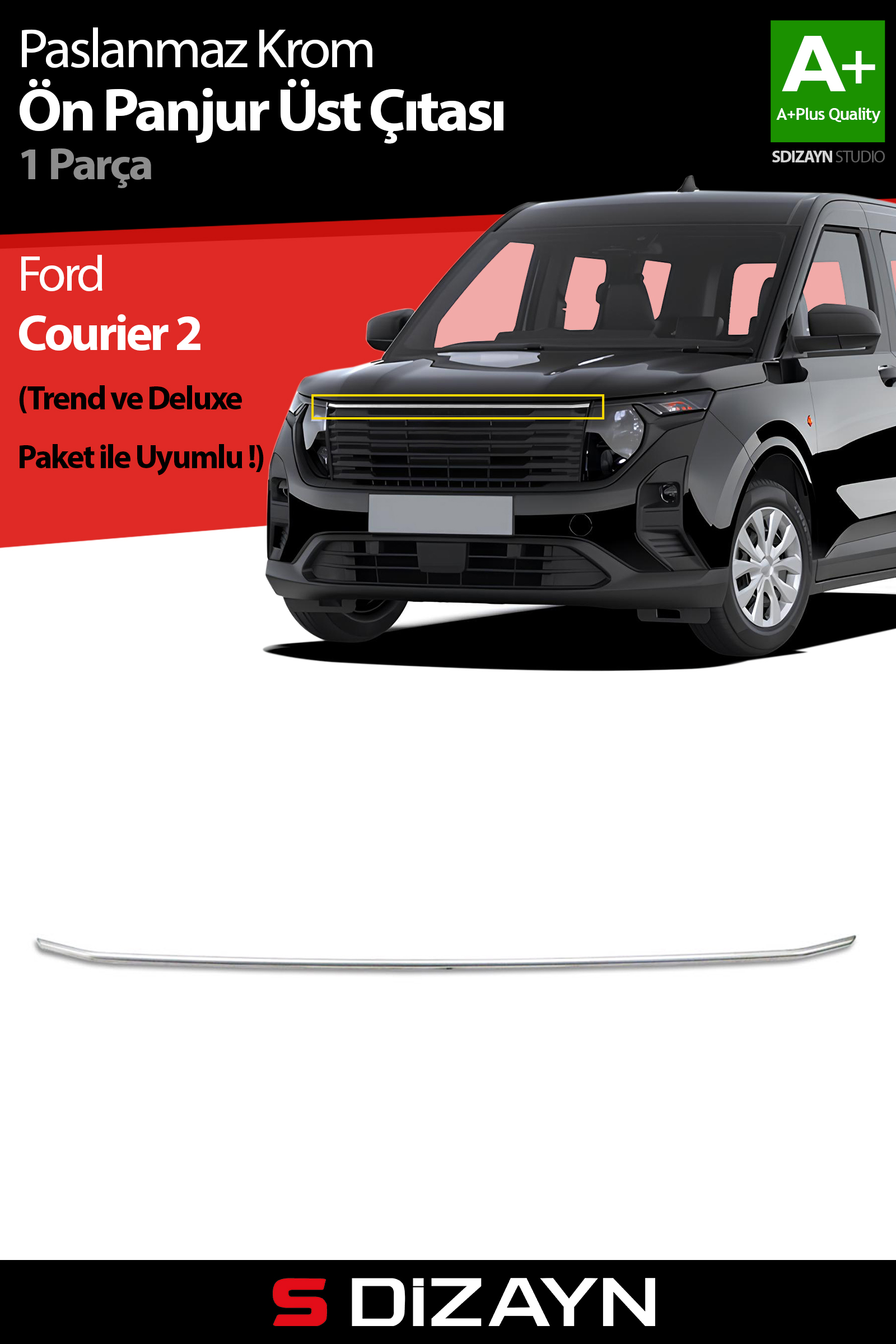 Ford CourierChrome Front Grille Upper Trim 2023 After 1