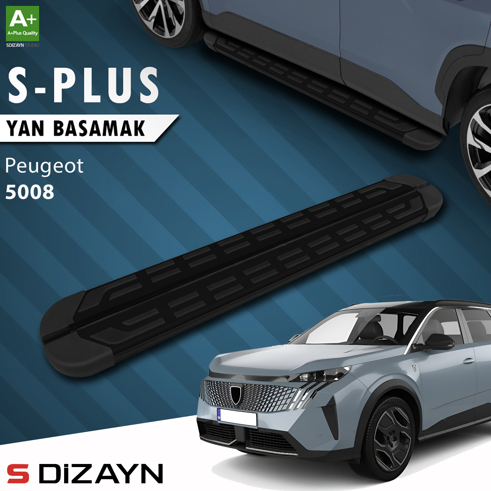 S-Dizayn Peugeot 5008 3 Elektrikli S-Plus Siyah Yan Basamak 203 Cm 2024 Üzeri A+ Kalite 1