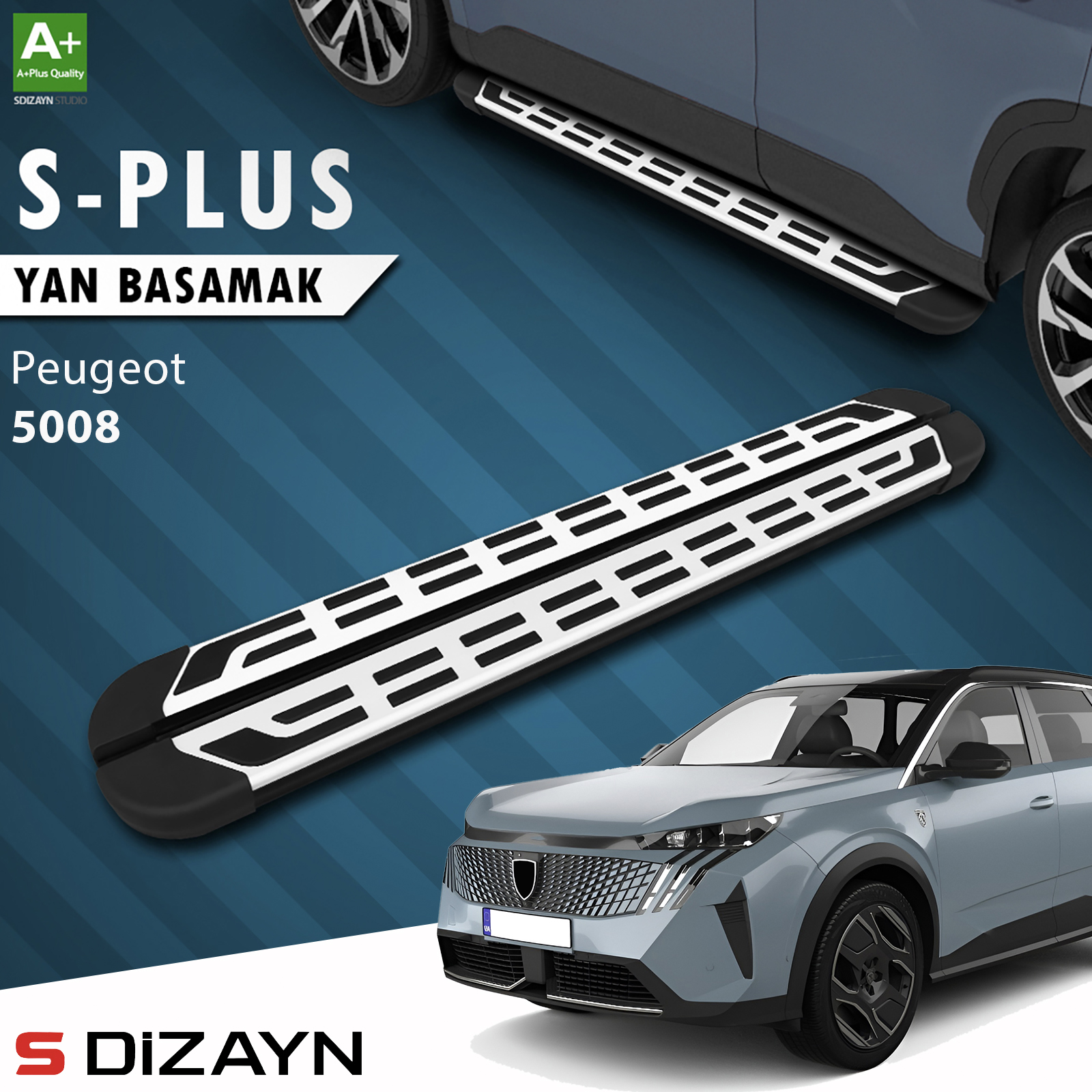 S-Dizayn Peugeot 5008 3 Elektrikli S-Plus Gri Yan Basamak 203 Cm 2024 Üzeri A+ Kalite 1