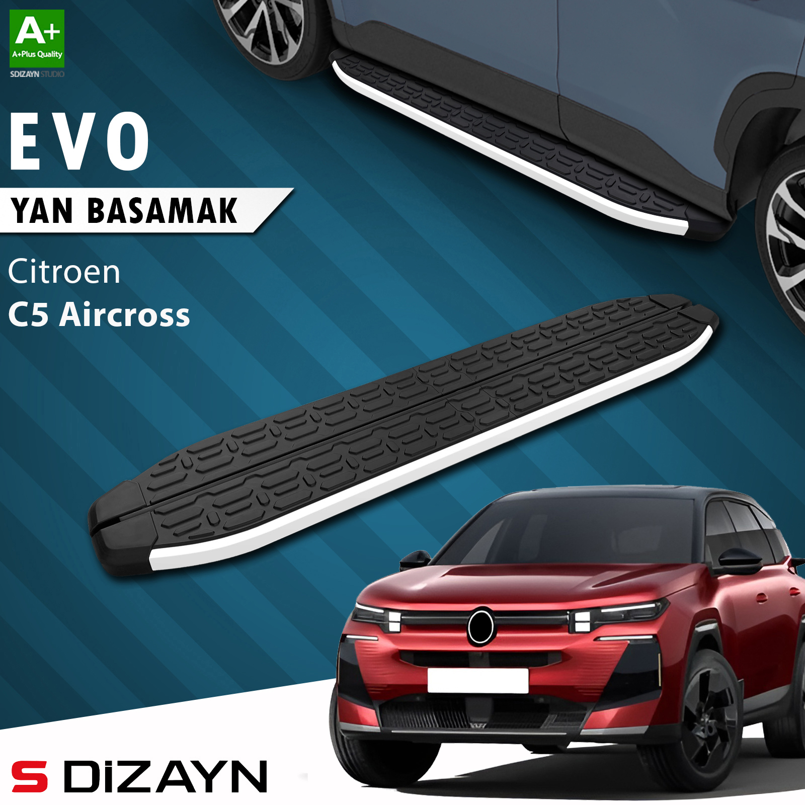 S-Dizayn Citroen E-C5 Aircross Elektrikli Evo Aluminyum Yan Basamak 193 Cm 2024 Üzeri A+ Kalite 1