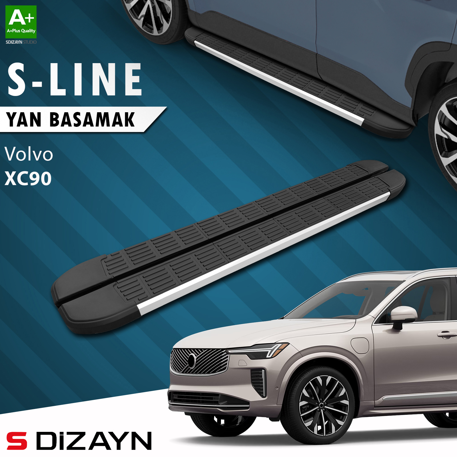 S-Dizayn Volvo XC90 Makyajlı Benzinli S-Line Aluminyum Yan Basamak 203 Cm 2024 Üzeri A+ Kalite 1