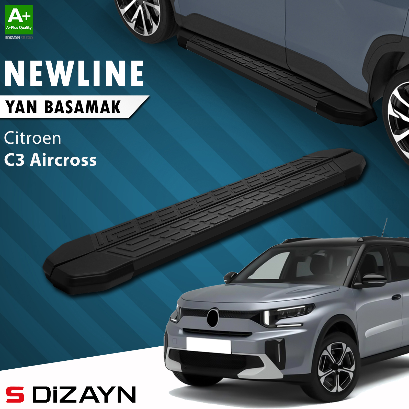 S-Dizayn Citroen C3 Aircross 2 NewLine Siyah Yan Basamak 183 Cm 2024 Üzeri A+ Kalite 1