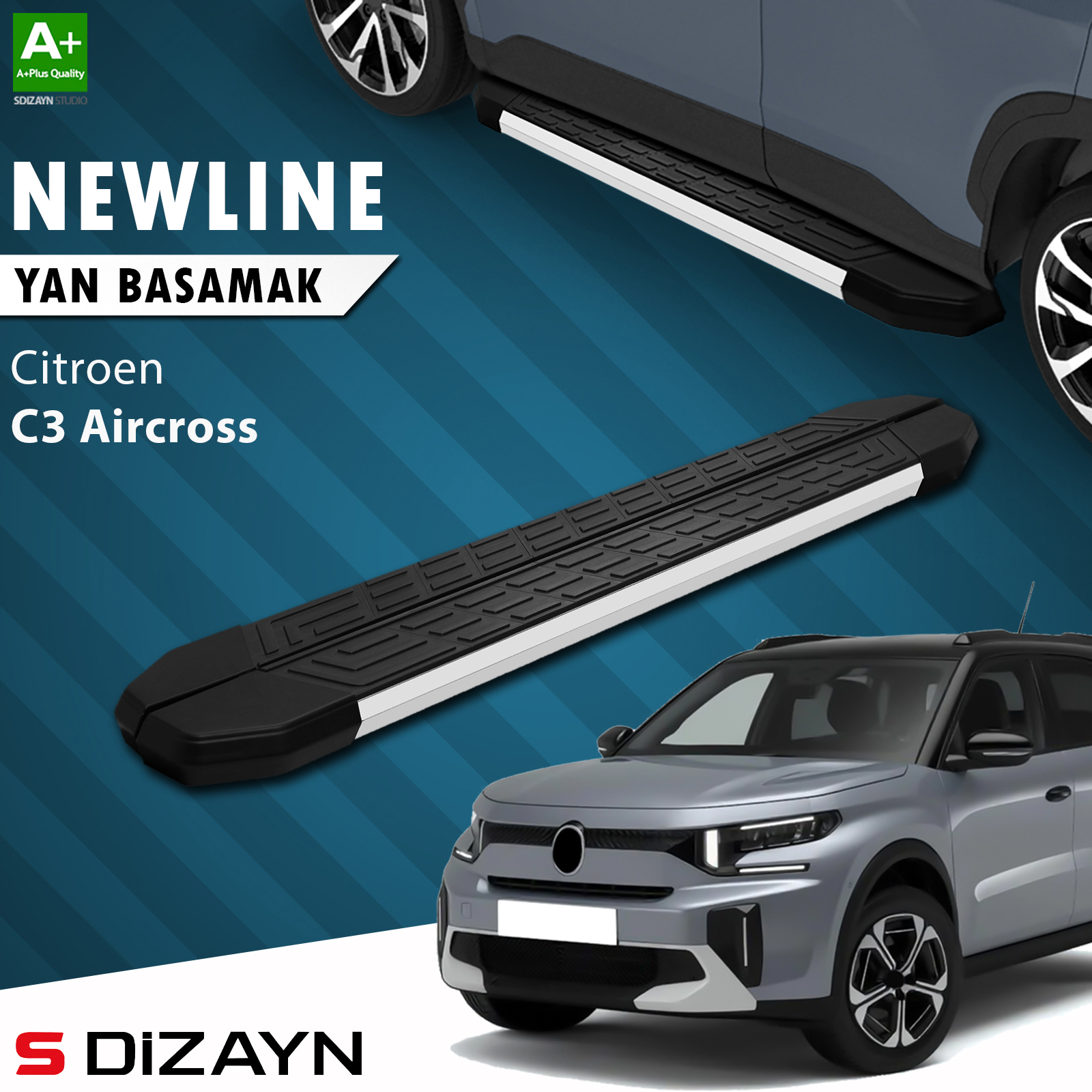 S-Dizayn Citroen C3 Aircross 2 NewLine Aluminyum Yan Basamak 183 Cm 2024 Üzeri A+ Kalite 1
