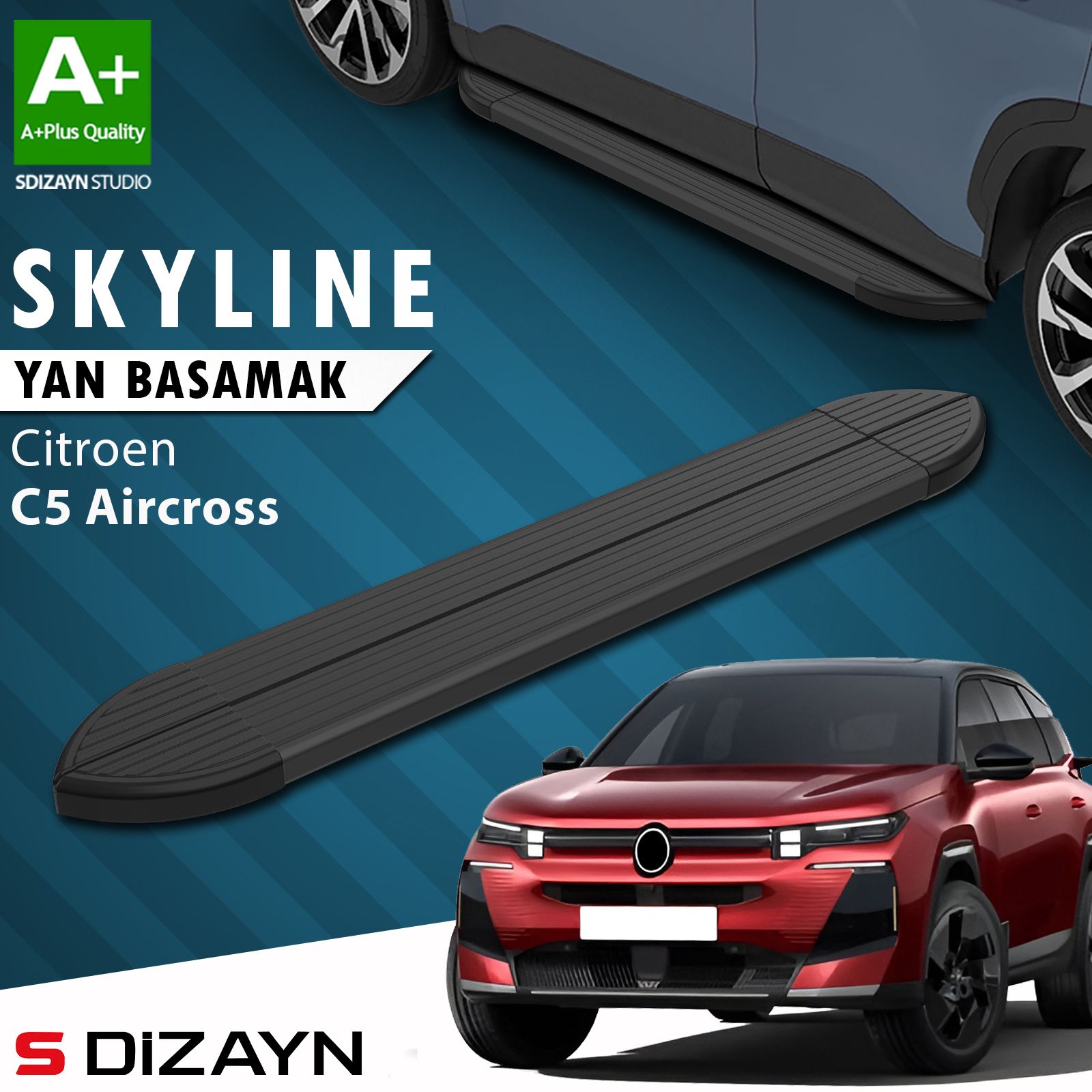 S-Dizayn Citroen E-C5 Aircross Elektrikli Skyline Siyah Yan Basamak 193 Cm 2024 Üzeri A+ Kalite 1