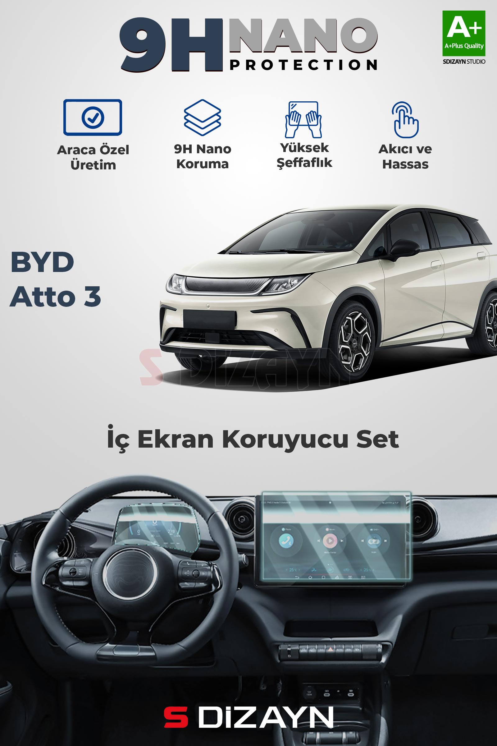 BYD Dolphin 9H Nano Gösterge ve Multimedya Ekran Koruyucu (PARLAK) 2024 Üzeri 1