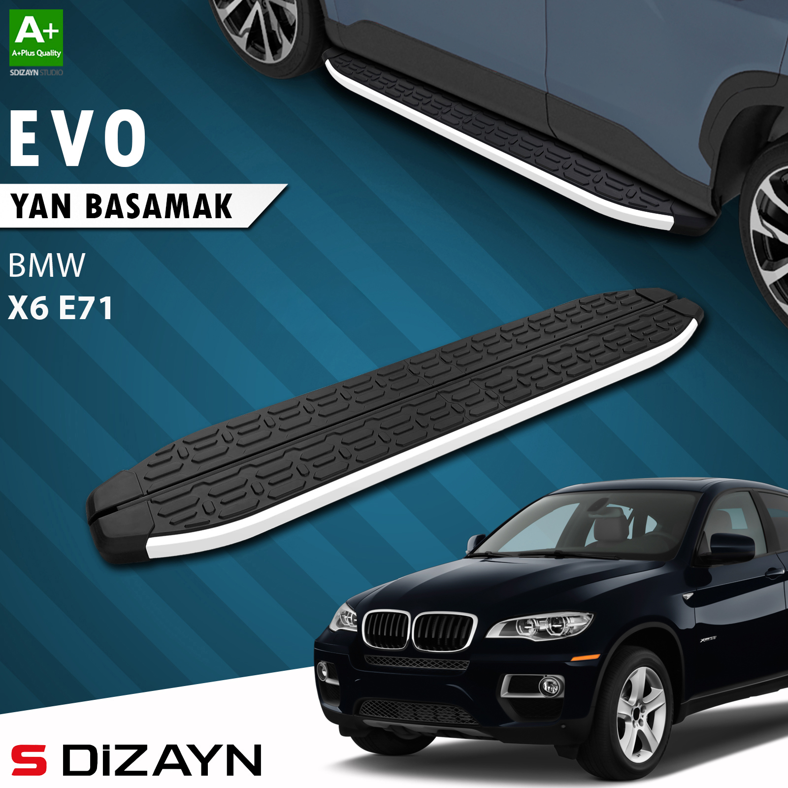S-Dizayn Bmw X6 E71 Evo Aluminyum Yan Basamak 193 Cm 2008-2014 A+ Kalite 1