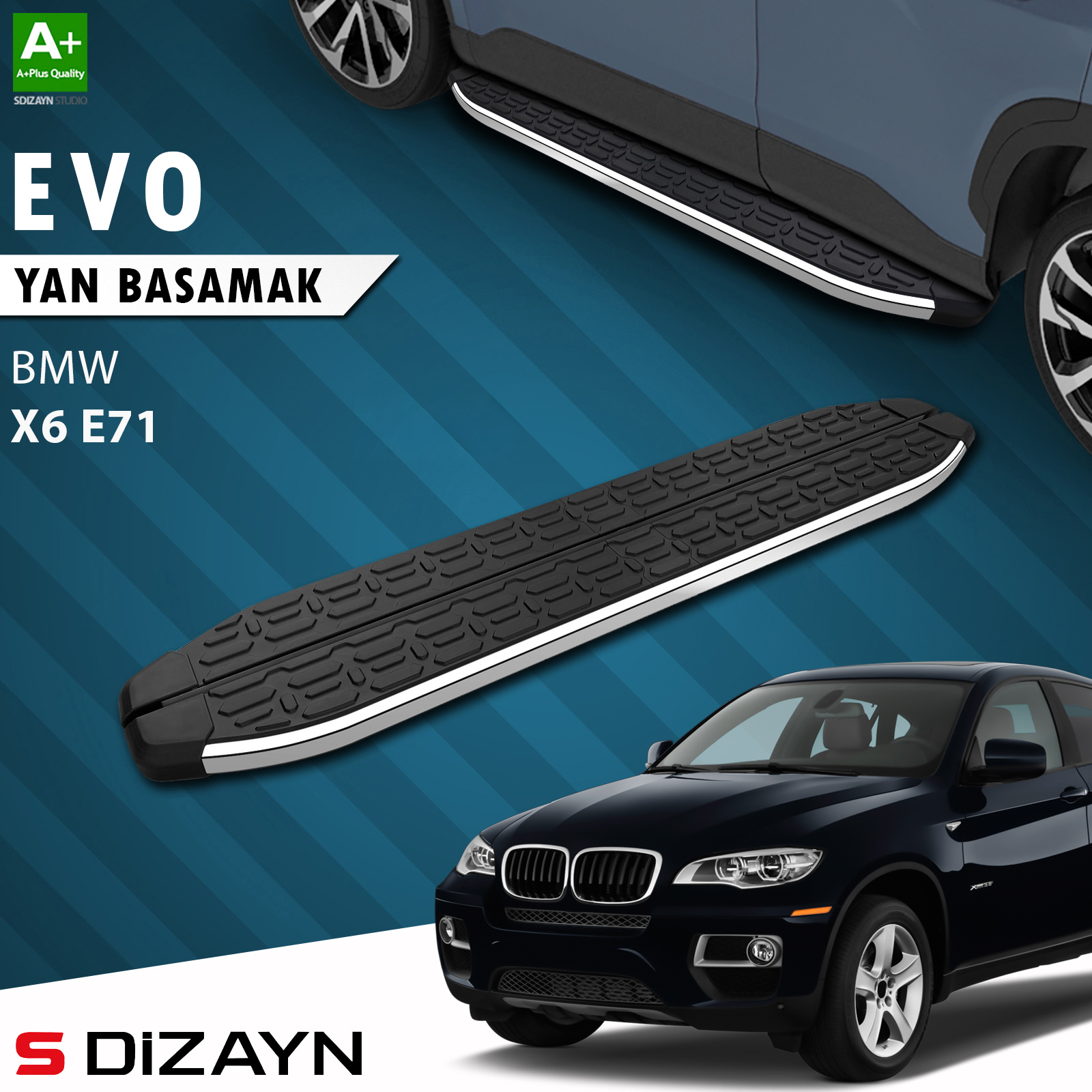 S-Dizayn Bmw X6 E71 Evo Krom Yan Basamak 193 Cm 2008-2014 A+ Kalite 1