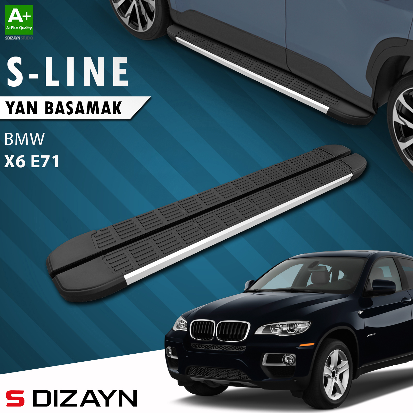 S-Dizayn Bmw X6 E71 S-Line Aluminyum Yan Basamak 193 Cm 2008-2014 A+ Kalite 1