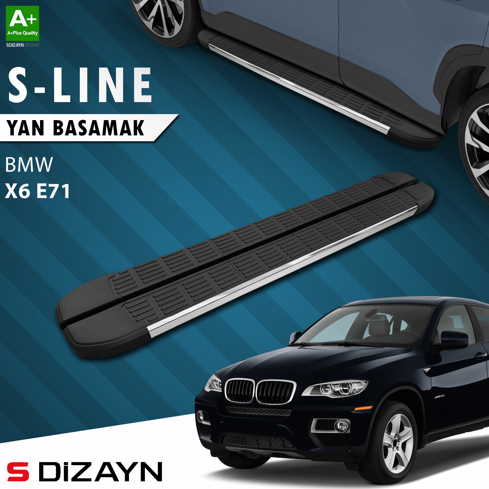 S-Dizayn Bmw X6 E71 S-Line Krom Yan Basamak 193 Cm 2008-2014 A+ Kalite 1